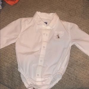 White Long Sleeve button down onesie